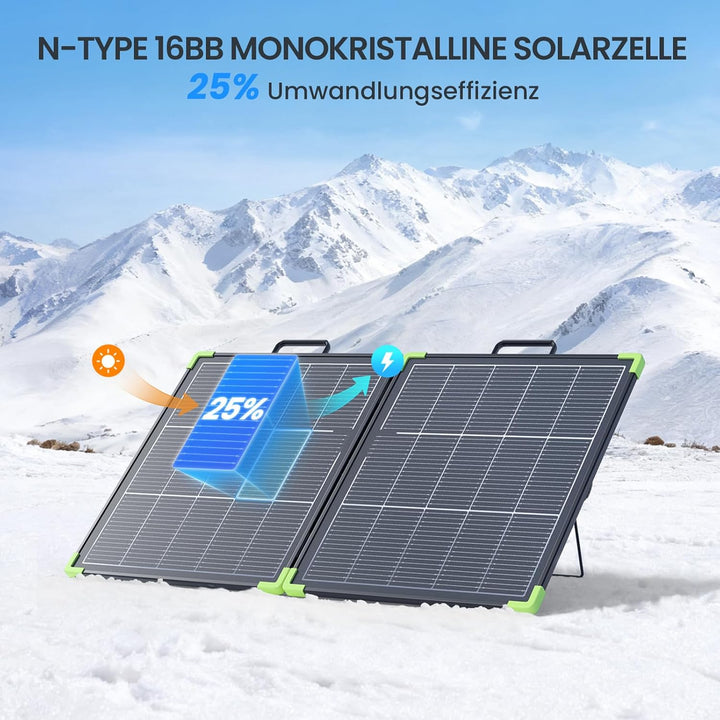 N-Type 16BB 100W Tragbares Bifazial Solarpanel,Callsun Faltbare Monokristallines Solarmodule,Tragbar