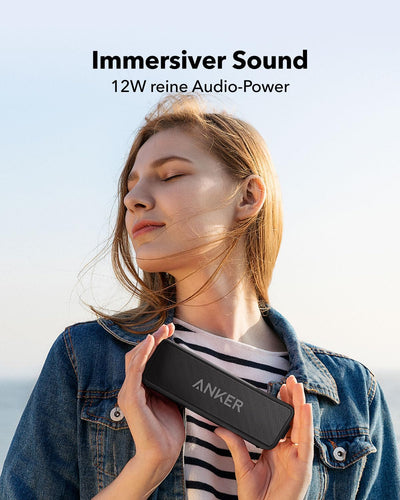 Anker SoundCore 2 Bluetooth Lautsprecher, Fantastischer Sound, Enormer Bass mit Dualen Bass-Treibern