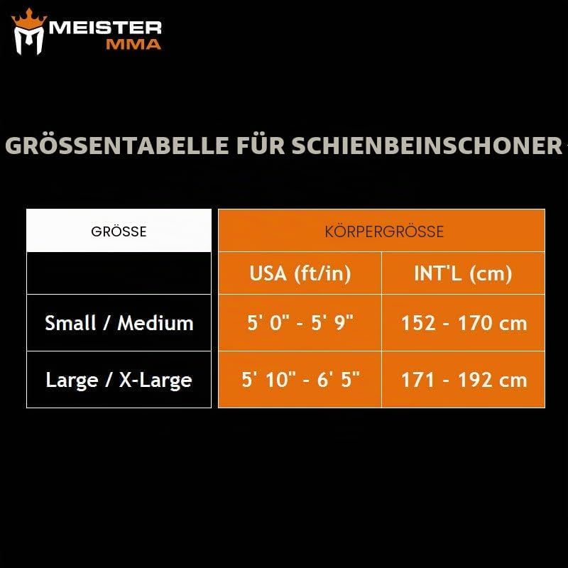 Meister MMA Edge Schienbeinschoner aus Leder mit Gel-Polsterung, 1 Paar Schwarz S/M, Schwarz S/M