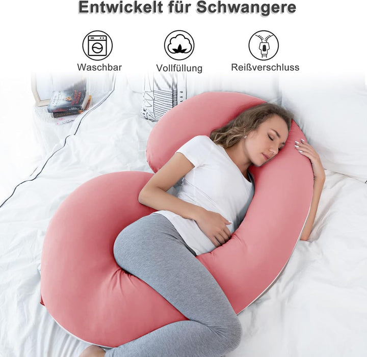 CALIYO Schwangerschaftskissen C-Form, Seitenschläferkissen mit Bezug, Stillkissen gross, Pregnancy P