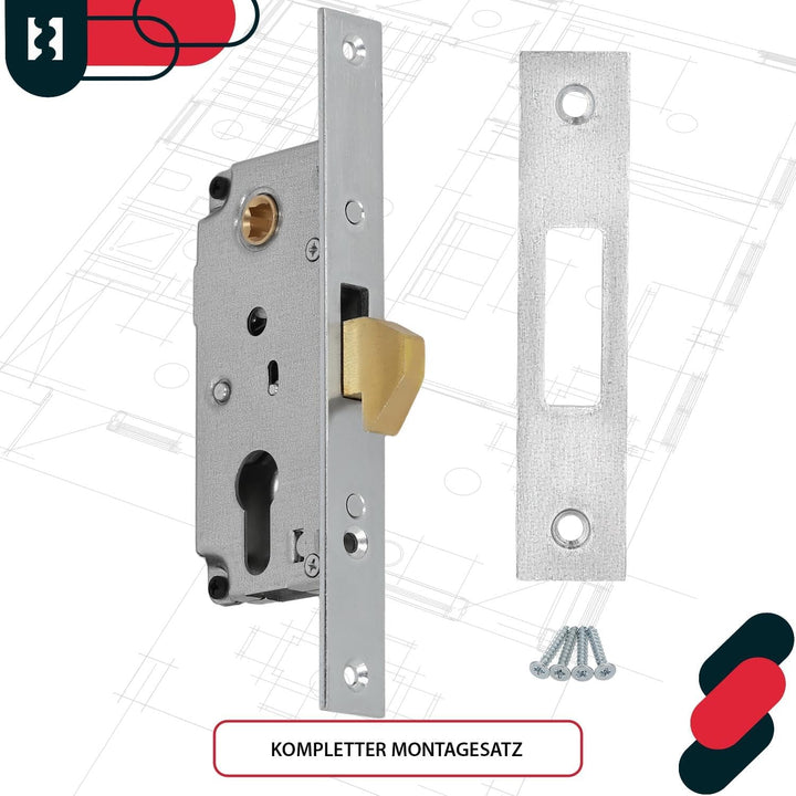 KOTARBAU® Hakenschloss Schiebetore Einsteckschloss F-30 Schiebetürschloss Hakenfallenschloss Verzink