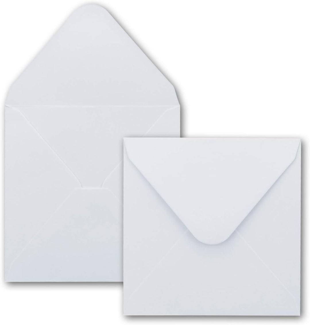 50x Quadratisches Karten-Set mit Briefumschlägen & Einleger - 13,5 x 13,5 cm - Weiss - quadratische