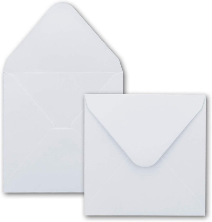50x Quadratisches Karten-Set mit Briefumschlägen & Einleger - 13,5 x 13,5 cm - Weiss - quadratische