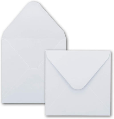 50x Quadratisches Karten-Set mit Briefumschlägen & Einleger - 13,5 x 13,5 cm - Weiss - quadratische