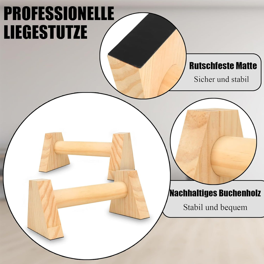2 Stück Holz Liegestützgriffe Push Up Bars Calisthenics Equipment, Calisthenics GriffeHolz Parallett