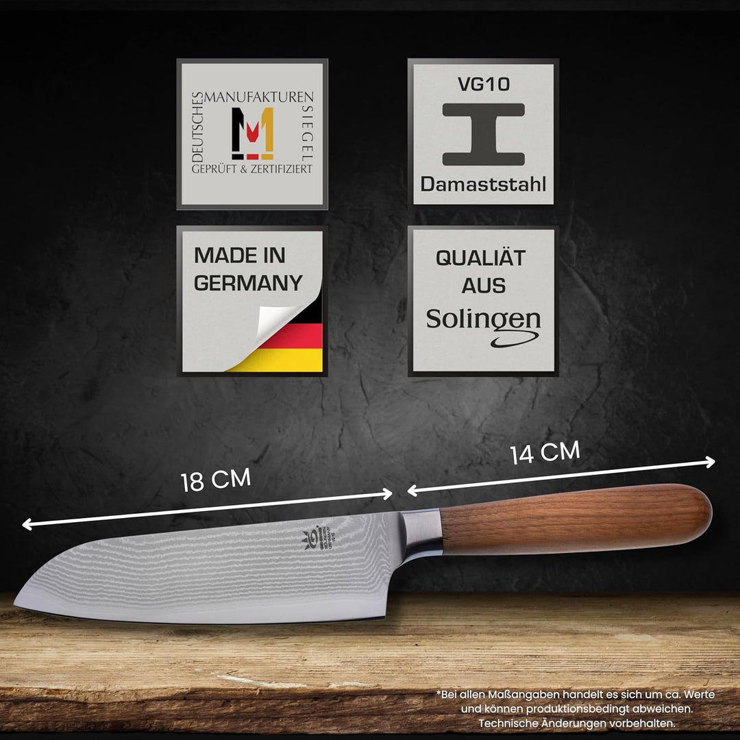 GEHRING SOLINGEN Damastmesser, Küchenmesser - Messerset, 3-tlg. Made in Germany, scharfe Profi Damas
