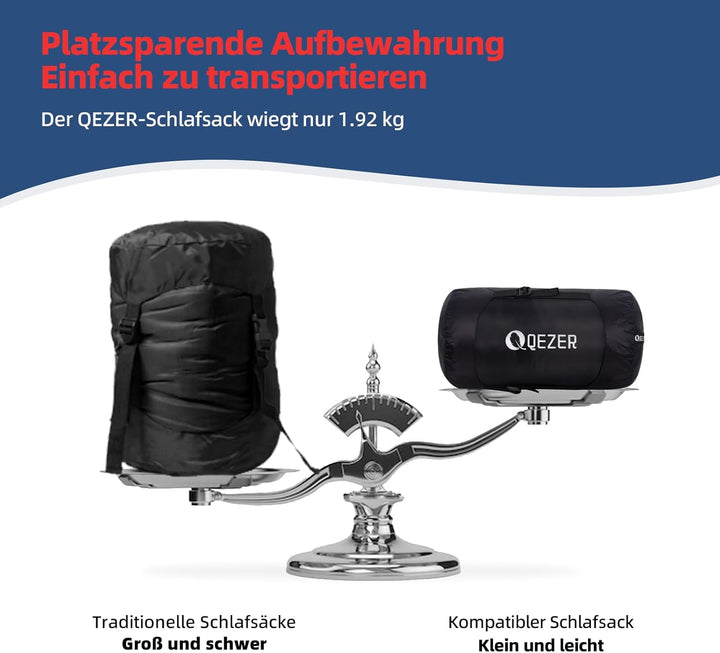 daunenschlafsack verfügt über EIN Graphenfutter und eine 620FP Füllkraft von Entendaunen, 4-Jahresze