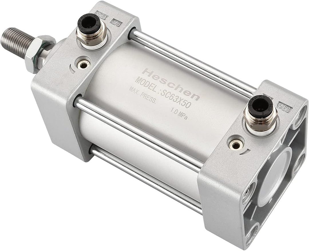Heschen Pneumatischer Standard-Luftdruckzylinder, SC 63-50, PT3/8 Anschluss, 63mm Bohrung, 50mm Hub,
