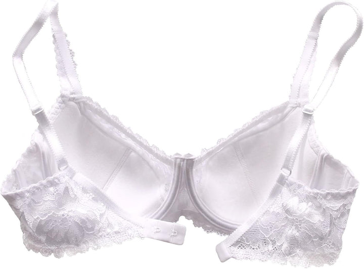 frugue Damen Spitzen BH - Vollschalen-BH - mit Bügel - Grosse Grössen 75D Weiss, 75D Weiss
