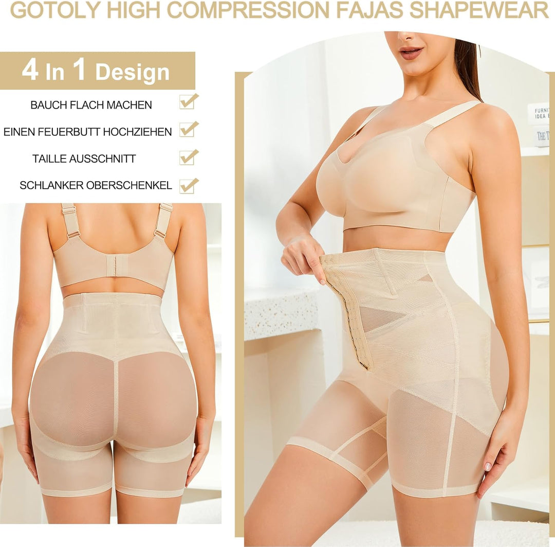 Gotoly Damen Shapewear Bauchweg Unterhose Formend Miederhose Hohe Taille Unterwäsche Miederpant Figu