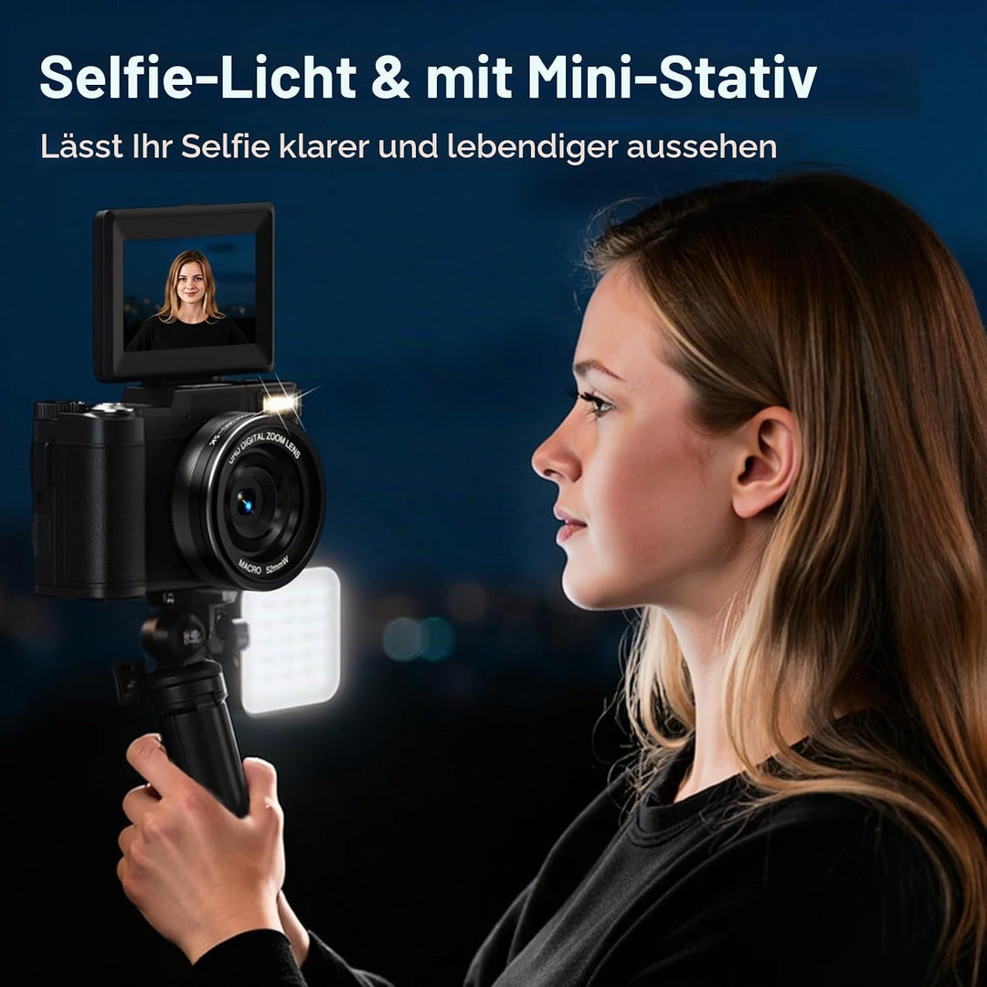 5K Digitalkamera mit WLAN für Fotografie, 64MP Vlogging-Kamera mit Flip-Bildschirm für YouTube, inkl