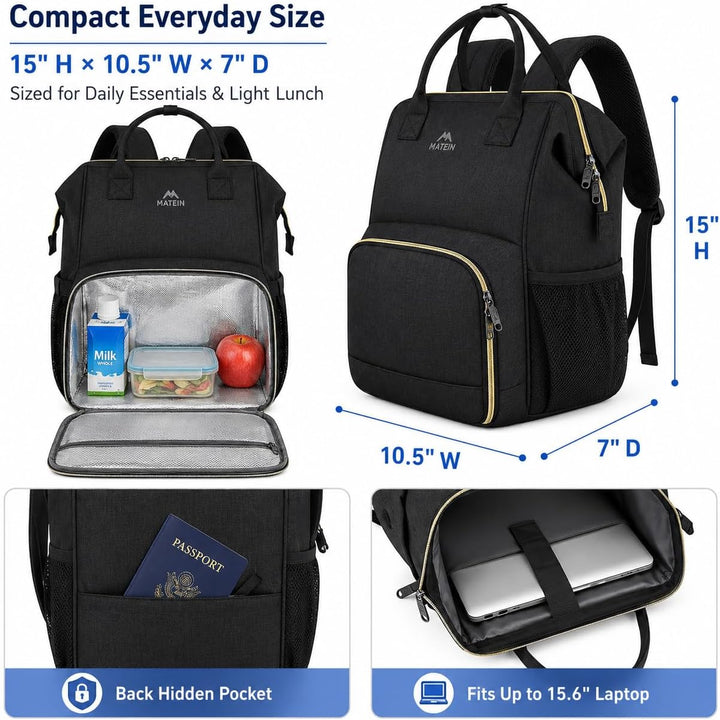 MATEIN Lunch Rucksack für Frauen, isolierter Kühlrucksack Lunchtasche mit USB-Ladeanschluss für Männ