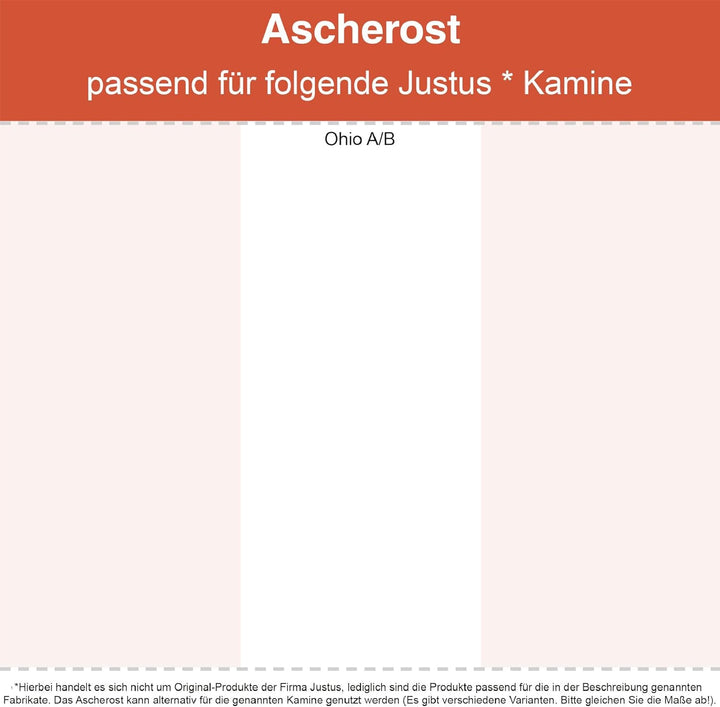 Kaminrost/Ascherost Eckig 210 x 208 x 15 mm passend für Justus Ohio A/B ** Kaminöfen inkl. Modellübe