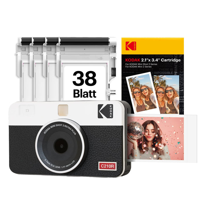 Kodak Mini Shot 2 Retro 4PASS Sofortbildkamera und Tragbarer Fotodrucker 2-in-1, 5,3×8,6 Centimeter