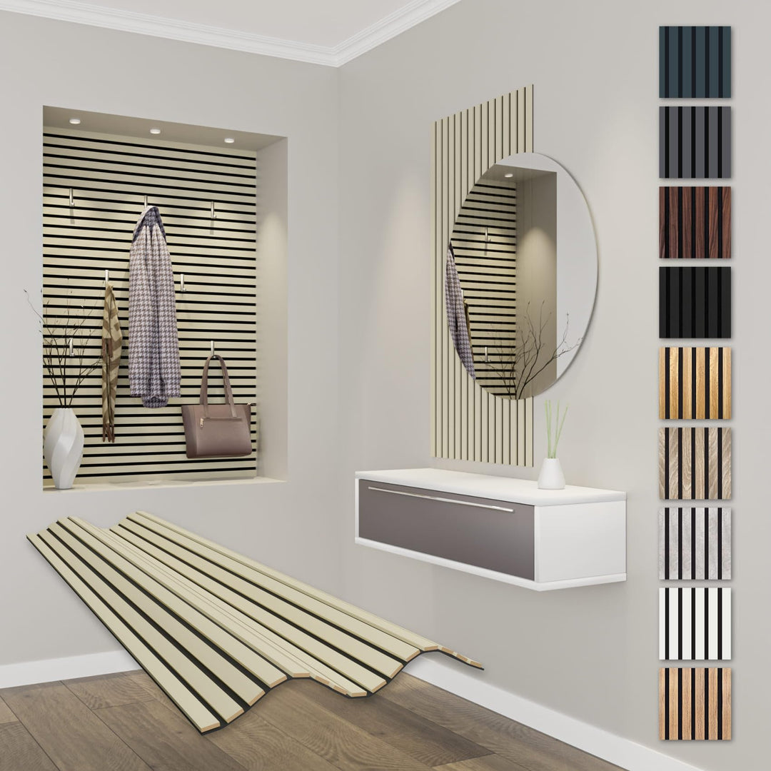 HEXIM Akustikpaneele 118x60cm Holz Comfort - flexible Holzpaneele Platten Lamellenwand MDF Wandpanee