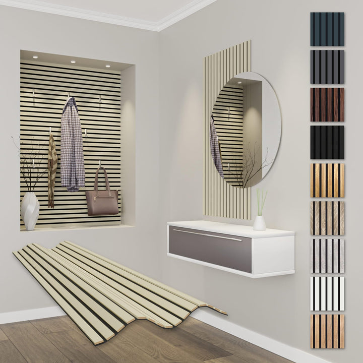HEXIM Akustikpaneele 118x60cm Holz Comfort - flexible Holzpaneele Platten Lamellenwand MDF Wandpanee