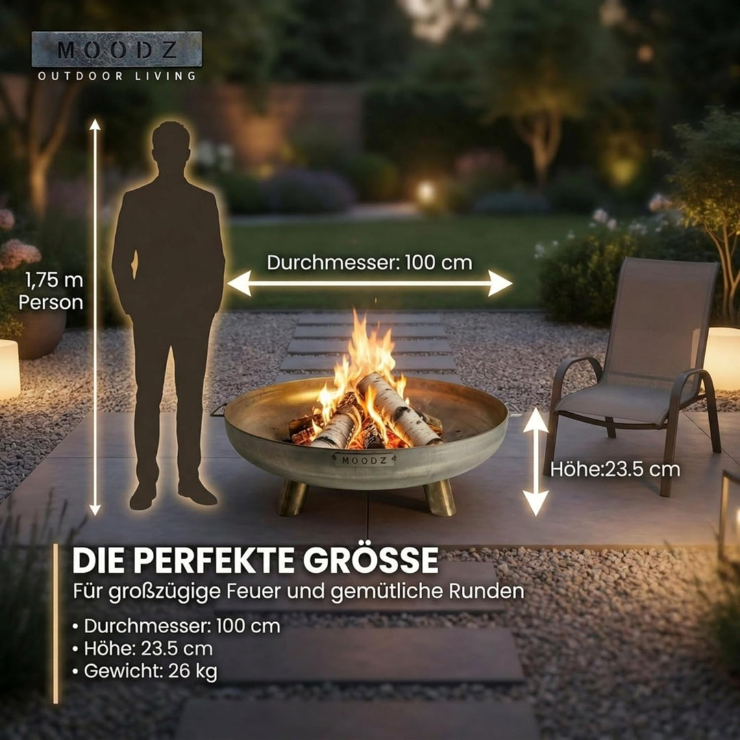 Feuerschale 100 cm Edelstahl - Feuerschalen für den Garten - Feuerstelle Outdoor & Feuertonne - Feue