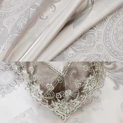 Beyeutao Spitze Jacquard Bettwäsche 200x200 cm Satin Seiden Bettbezug Set 3teilig Gewebe Bettbezug S