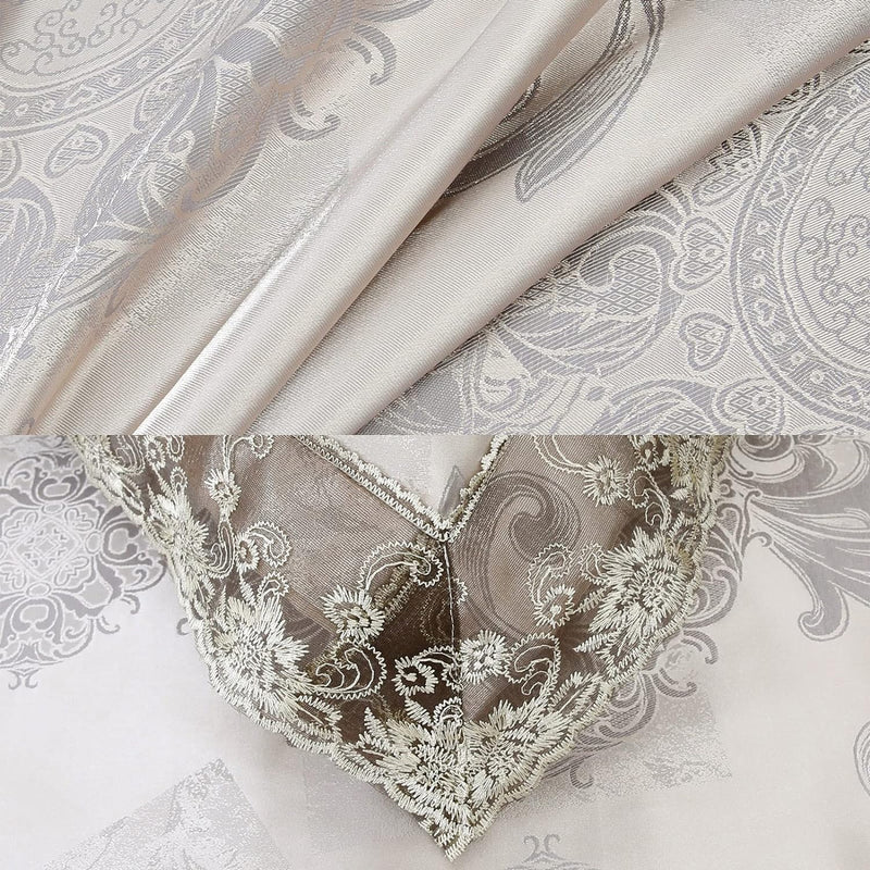 Beyeutao Spitze Jacquard Bettwäsche 200x200 cm Satin Seiden Bettbezug Set 3teilig Gewebe Bettbezug S