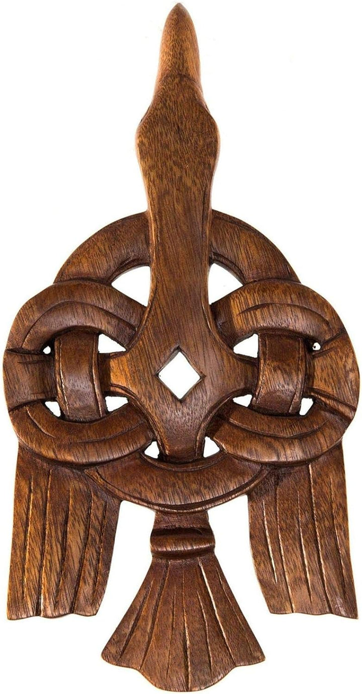 Windalf Wandbild Hugin 30 cm Wikinger Rabe Raben Deko Vikings Handarbeit aus Holz