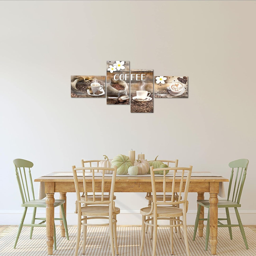 Runa Art Bild Modern Kaffee Küche - Made in Germany - Wandbilder Küchenmotiv Beige Braun 4 Teilig 02