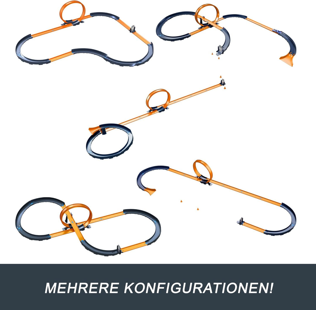 Hot Wheels Spielzeugauto-Trackset mit ferngesteuertem Fahrzeug im Massstab 1:64 und mehr als 30 Trac