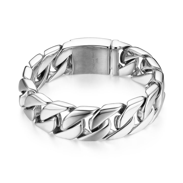 JewelryWe Personalisiert Armband Herren Panzerkette: Edelstahl Gross Schwer Biker Kettenarmband Hoch