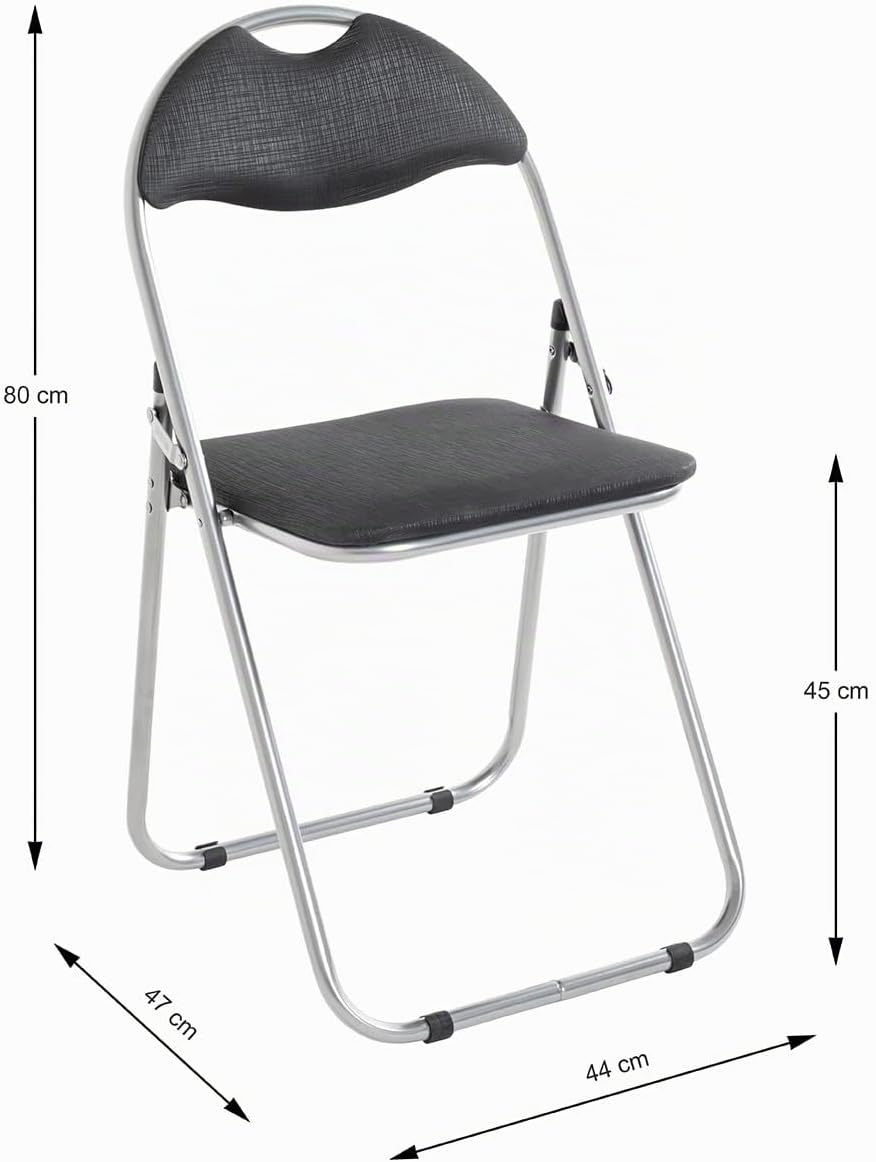 HAKU Möbel Klappstuhl 6er Set, Rücken gepolstert, alu-schwarz, B 44 x T 47 x H 80 cm