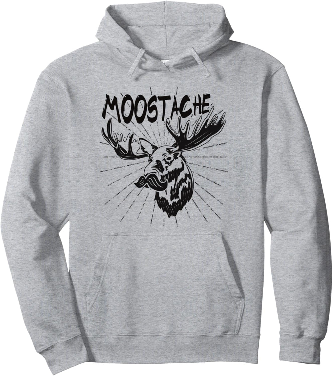 Moostache - Lustiger Elch mit Schnurrbart Pullover Hoodie