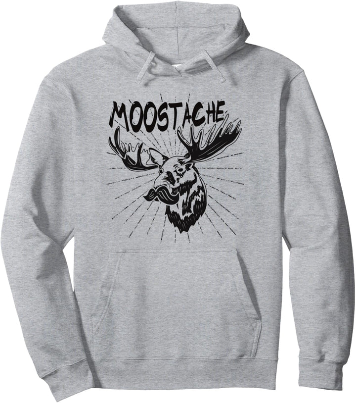 Moostache - Lustiger Elch mit Schnurrbart Pullover Hoodie