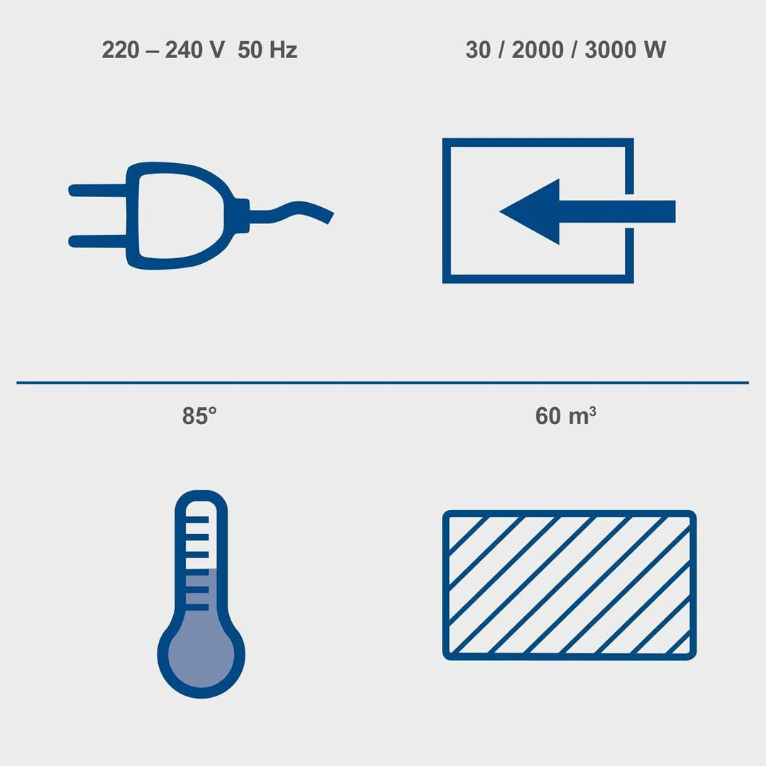Scheppach EH3000 Elektro Heizlüfter 3000W | Luftmenge 320 m³/h | stufenlose Temperatur von 5–85 °C |