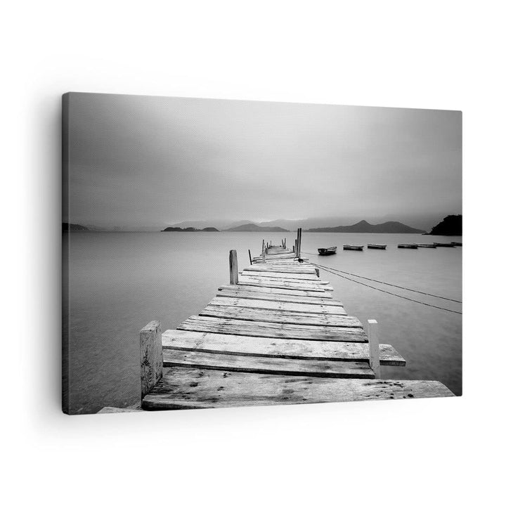 ARTTOR Bilder auf Leinwand Brücke See Leinwandbild mit Rahmen 70x50cm Wandbilder Dekoration Wohnzimm
