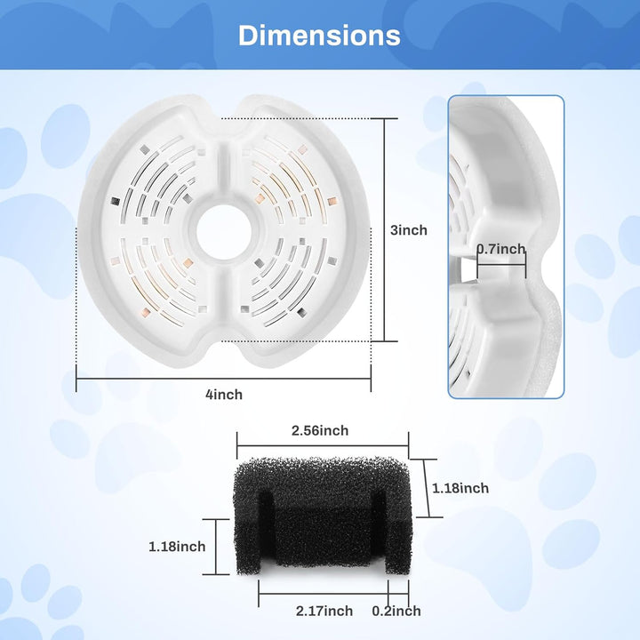 8 Stück Katzenbrunnen Filter für 2L&2,5L Katzenbrunnen, Feriva Filter für Katzenbrunnen, Dreifacher