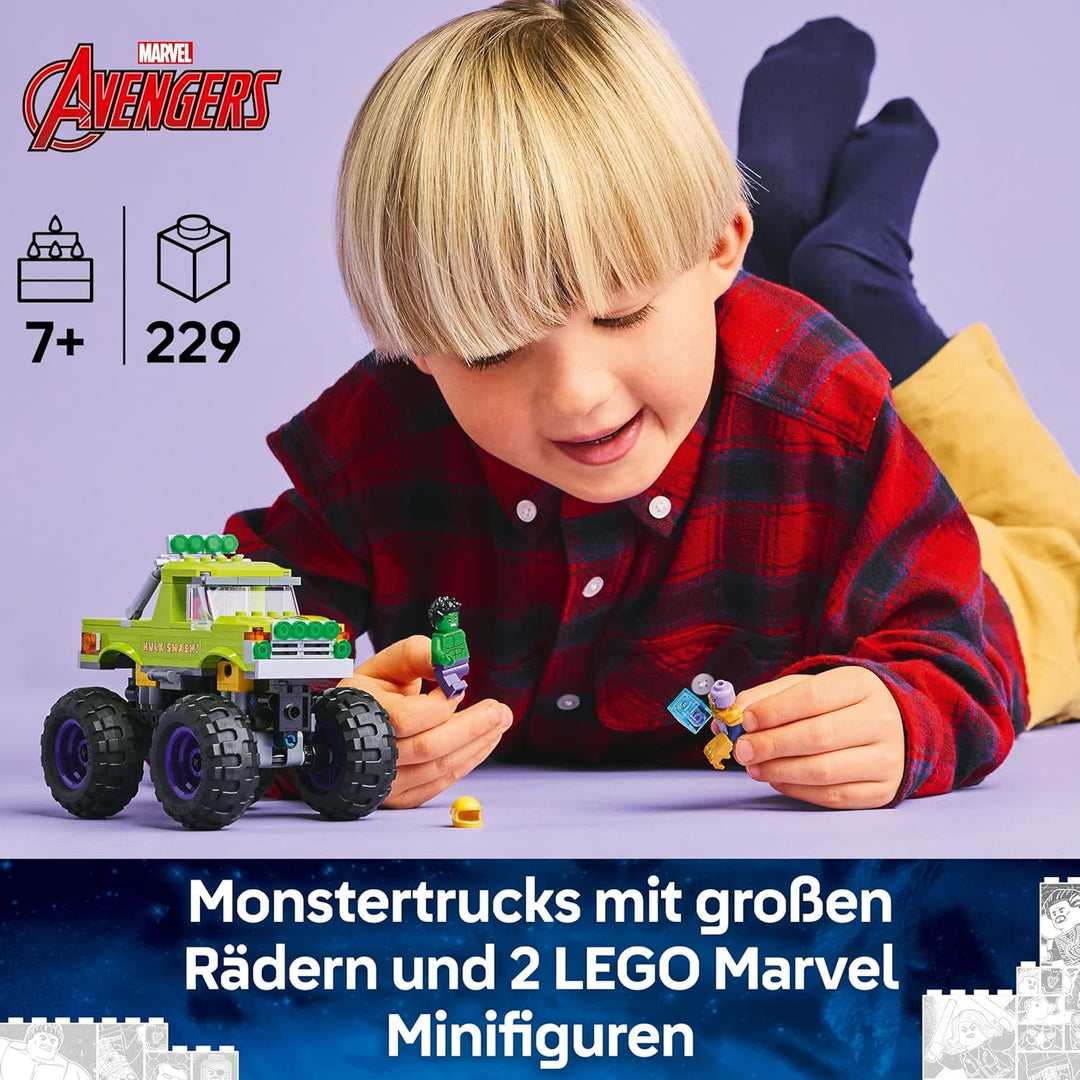 LEGO ǀ Marvel Hulk-Truck vs. Thanos - Kreatives Superhelden Spielzeug - Avengers Fahrzeug und Minifi
