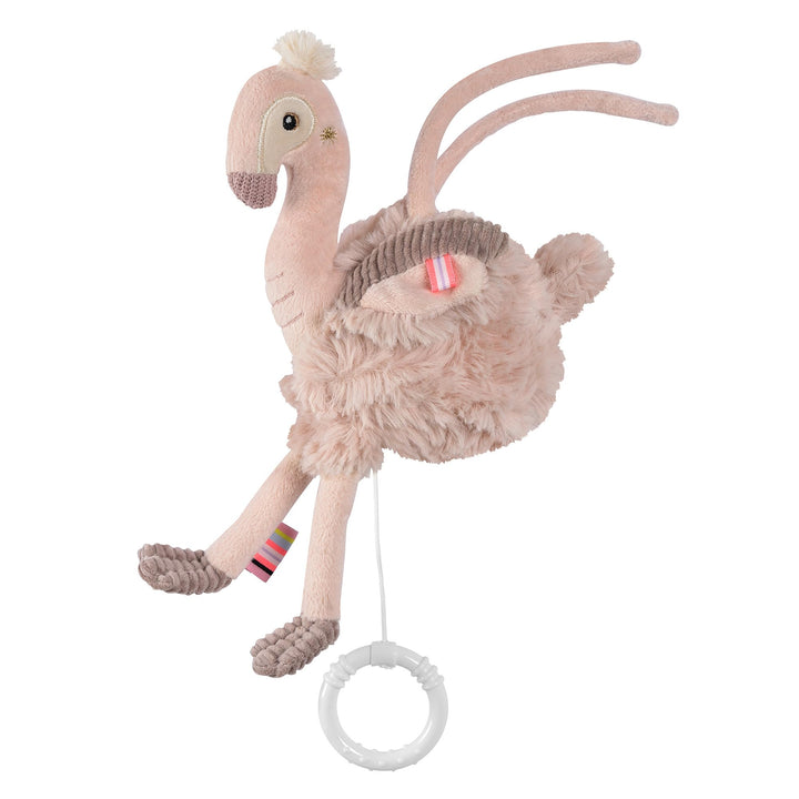 Fehn Mini-Spieluhr Flamingo – Kuscheltier & Einschlafhilfe: Aufzieh-Spieluhr mit sanfter Melodie Sch