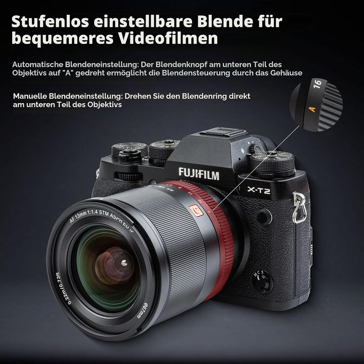 VILTROX AF13mm F1.4 APS-C Objektiv für Fuji X-Mount, Ultra-Weitwinkel Autofokus Prime Objektiv für F