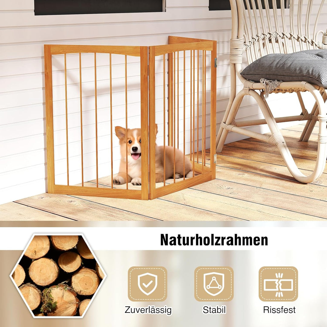 GYMAX Absperrgitter Hund 3-teilig, 159 x 76 cm Faltbar Hundegitter mit 180° Drehung, Schutzgitter Ho