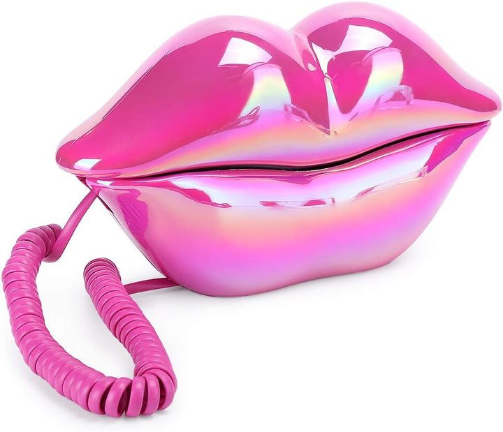 VBESTLIFE Schnurgebundenes Telefon, mundförmiges Lippen-Telefon Desktop-Festnetztelefon mit klarem T