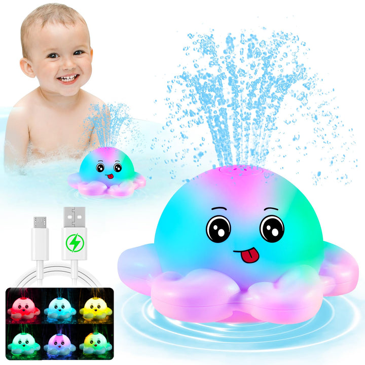 Gigilli Octopus Bath Badewannenspielzeug Baby Badespielzeug,Wiederaufladbares Oktopus Badewanne Spie