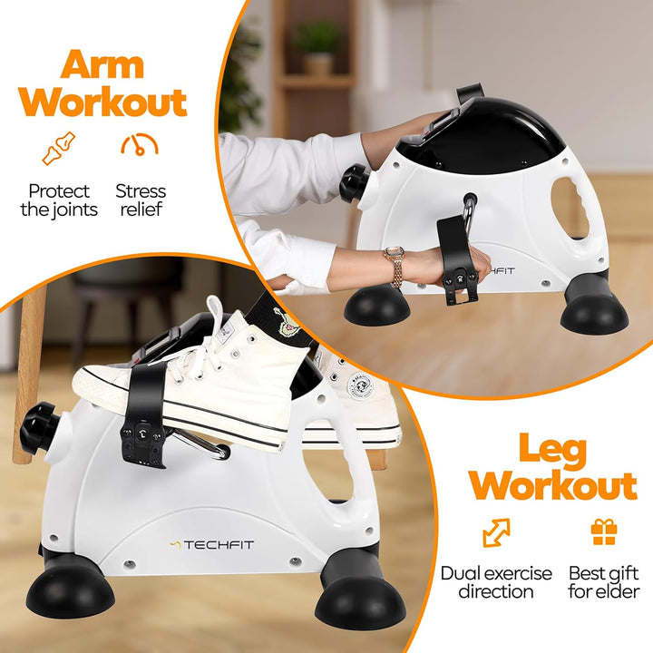 Techfit Pedal-Ausbilder, Mini-Heimtrainer für Heim und Büro, leichte Trainingsmaschine für Arme und