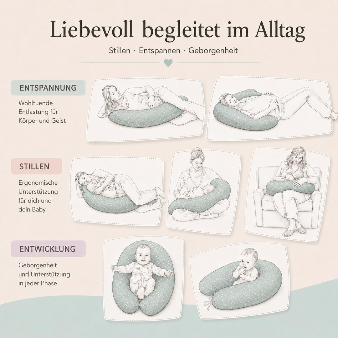 sei Design Stillkissen 170×30 cm – ergonomisch geprüftes Unterstützungskissen für Erwachsene – leise