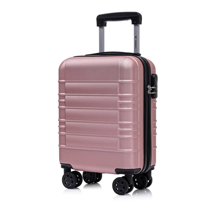 Koffer Suitcase S Roségold, Trolley Reisekoffer, Kabinenkoffer Rollkoffer Handgepäck mit 4 Rollen 36