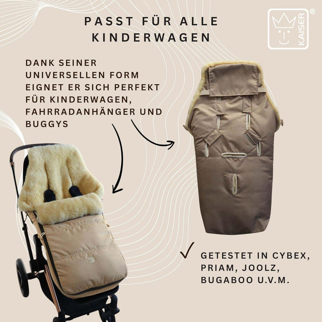 Kaiser Dublas 2.0 Lammfell-Fusssack für Kinderwagen, 95 x 45 cm, Wasserabweisend (ginger), ginger