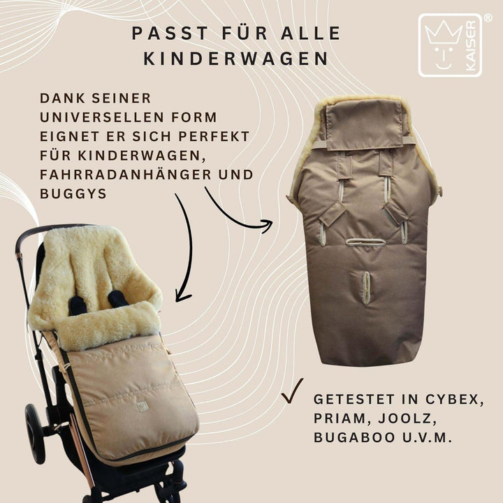 Kaiser Dublas 2.0 Lammfell-Fusssack für Kinderwagen, 95 x 45 cm, Wasserabweisend (ginger), ginger