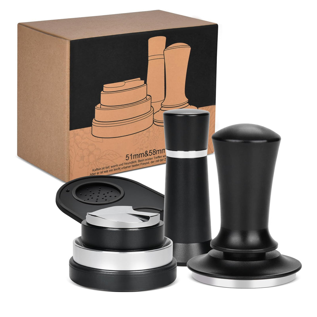 Kaffeetamper Set, Kaffeetamping-Set inkl. 58mm Kaffee-Tamper mit Base, Coffee Distributor 58mm Espre