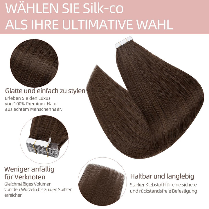 Silk-co Tape in Extensions Echthaar 20stk, leicht Version Tape Extensions Echthaar, Remy Haarextensi