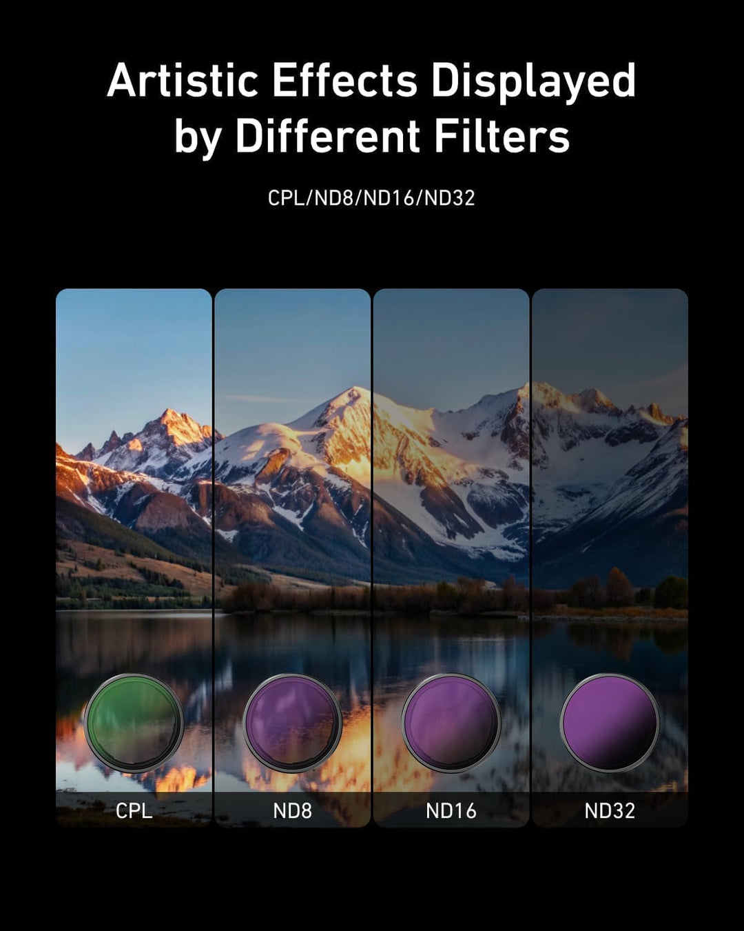 TELESIN Kamera Lens Filter Set für DJI Osmo Action 4 Action 3, 4er-Pack CPL ND32 ND16 ND8 Polarisier