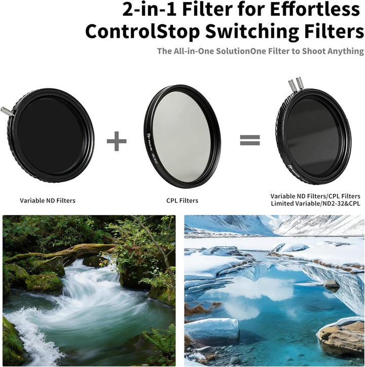 PLUOS&PRS 2-in-1 67mm ND2-ND32 Variables ND- & CPL-Filter – Echte Farben, kein X-Cross, mehrfach bes