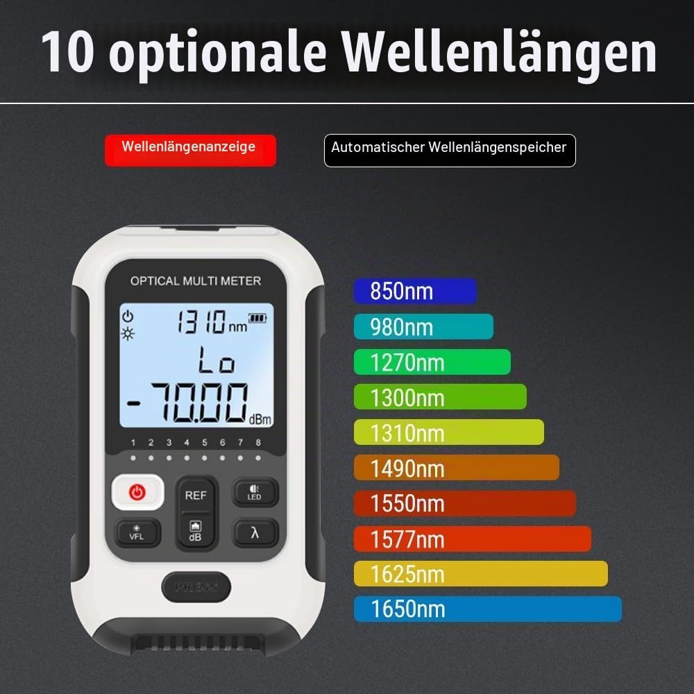 Glasfaser Leistungs Messer, 3 In 1 FTTH Glasfaser Tester Mit Optisches LeistungsmessgeräT, Netzwerkk