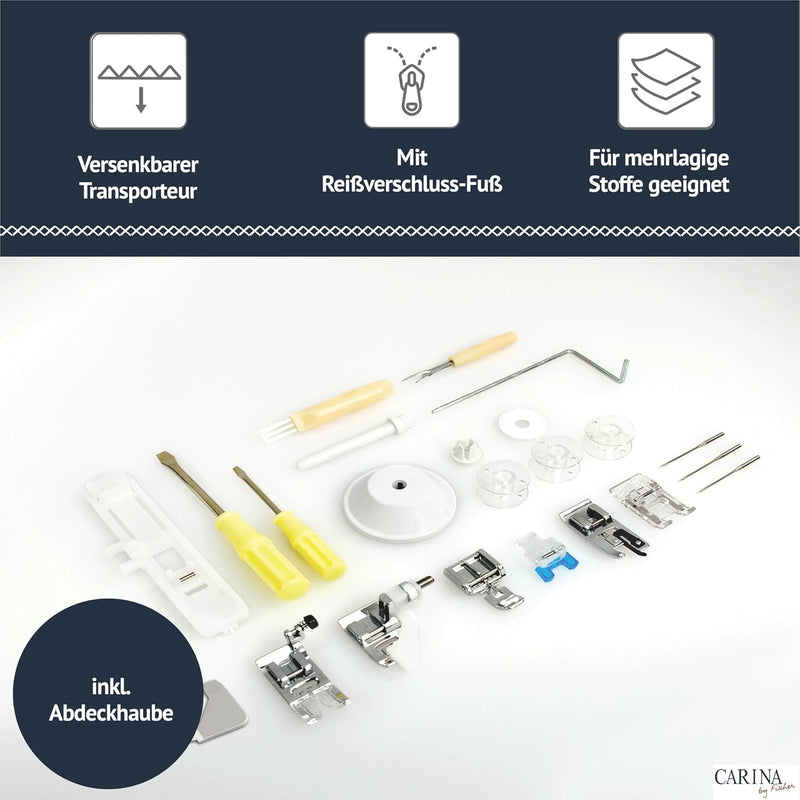 Carina Comfort - Computer Nähmaschine für Näh-Einsteiger & Fortgeschrittene, 40 Stichprogrammen, Fre